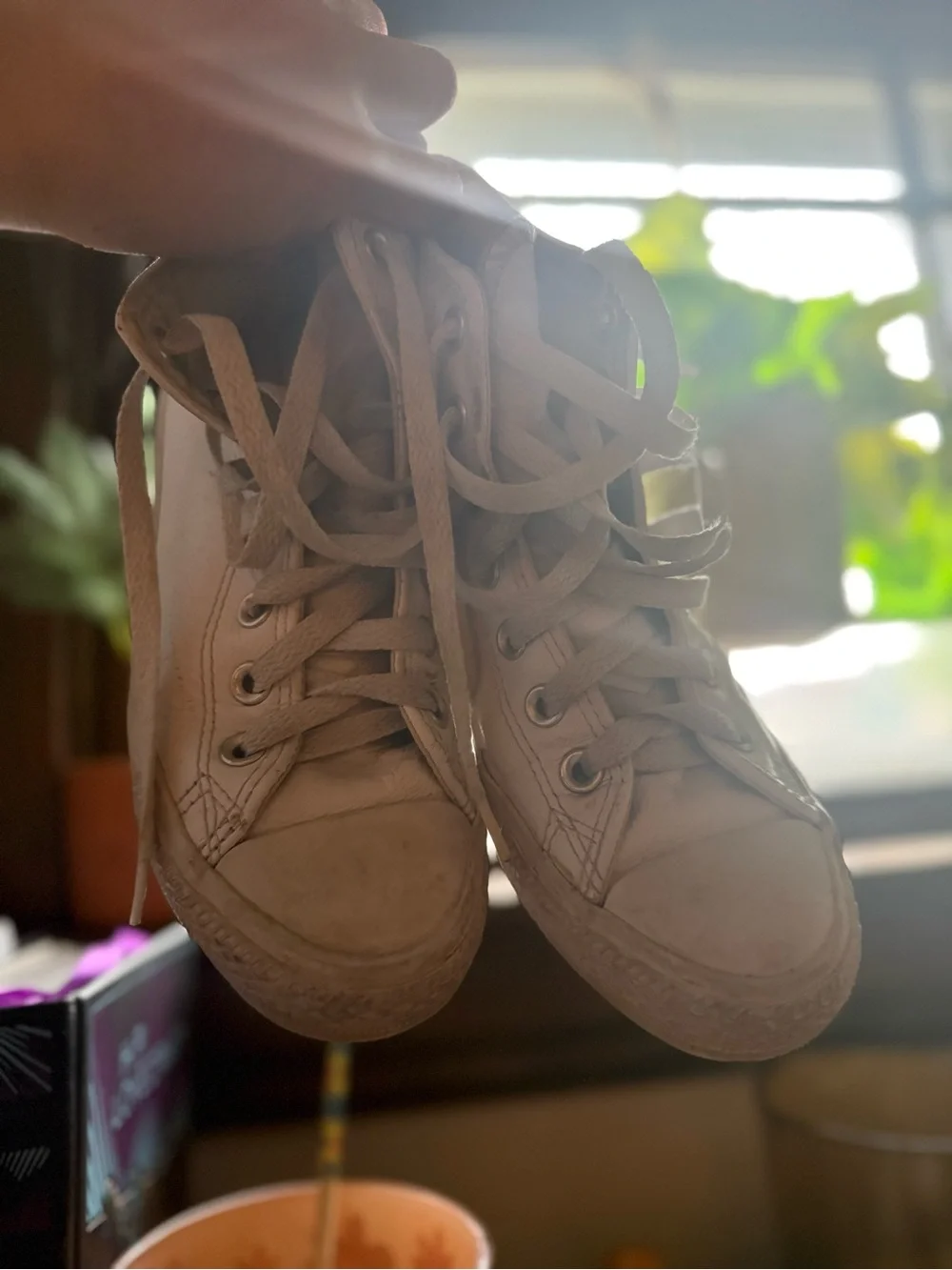 Converse White Leather All Star High-Top Sneakers - Picture 2 of 6